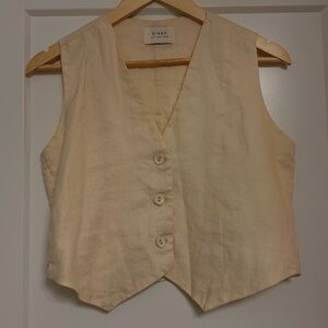 DISSH soft cream sleeveless linen vest